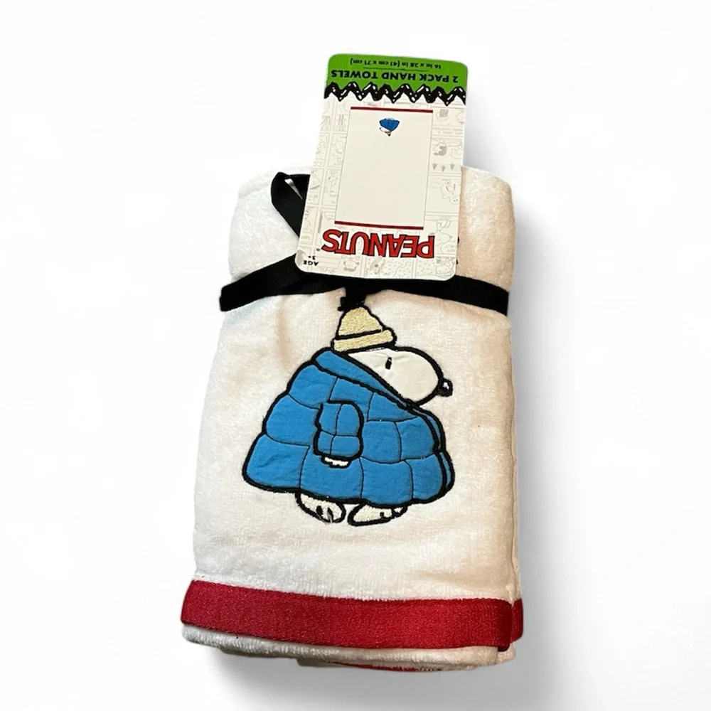 🆕 Peanuts Snoopy Puffer Coat Hand Towels 2 Pack